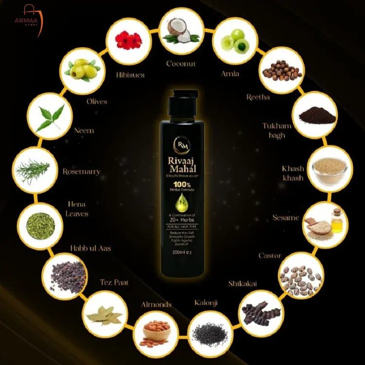 Rivaaj Mahal Hair Oil - 200ml (For All Hair Types | Anti Hair Fall & Growth Oil) - zoomo.shop