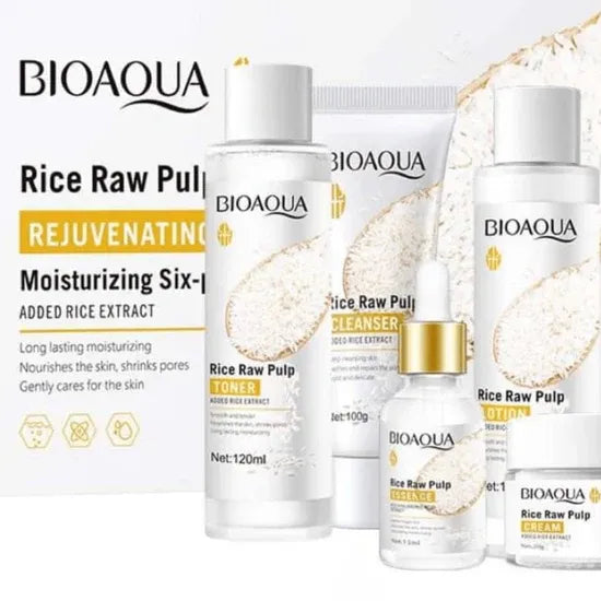 Bioaqua Rice Face & Body Care Set - 6-in-1 Anti-Pigment & Moisturising Kit - zoomo.shop
