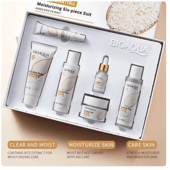 Bioaqua Rice Face & Body Care Set - 6-in-1 Anti-Pigment & Moisturising Kit - zoomo.shop